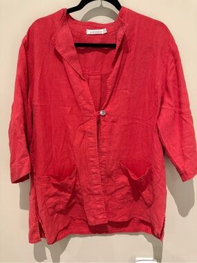 Cut Loose 100% Linen Coral Pocket Tunic Top Medium